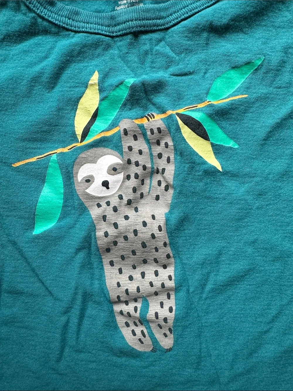 Tea Collection Teal Sloth Print Short Sleeve Tee 12-18 months